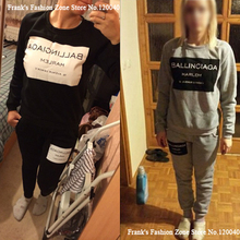 2015 Fashion Women Sportswear Printed Letter Fall Tracksuits Long sleeve Casual Sport Costumes Mujer 2 Piece