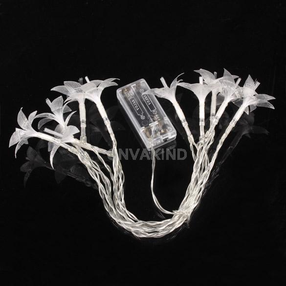 #Cu3 2.5M Lily Shaped 10-LED String Light Festival Lamp for Party White Light