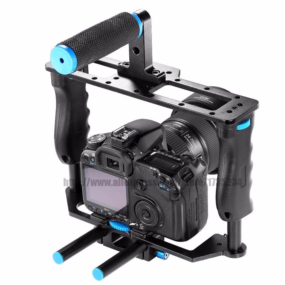 Professional Dslr Rig Video Camera Cage Rail 15mm Rod System 