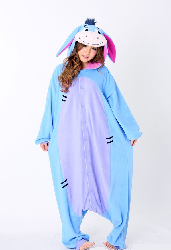 Free Shipping New Unisex Men Women Adult Pajamas Cosplay Costume Animal Onesie Eeyore Donkey Sleepwear Plus