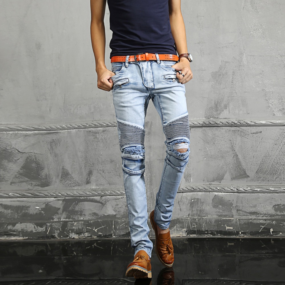 light wash ripped jeans mens