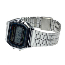 Factory price Vintage Womens Men Stainless Steel Digital Alarm Stopwatch Wrist Watch JUL13