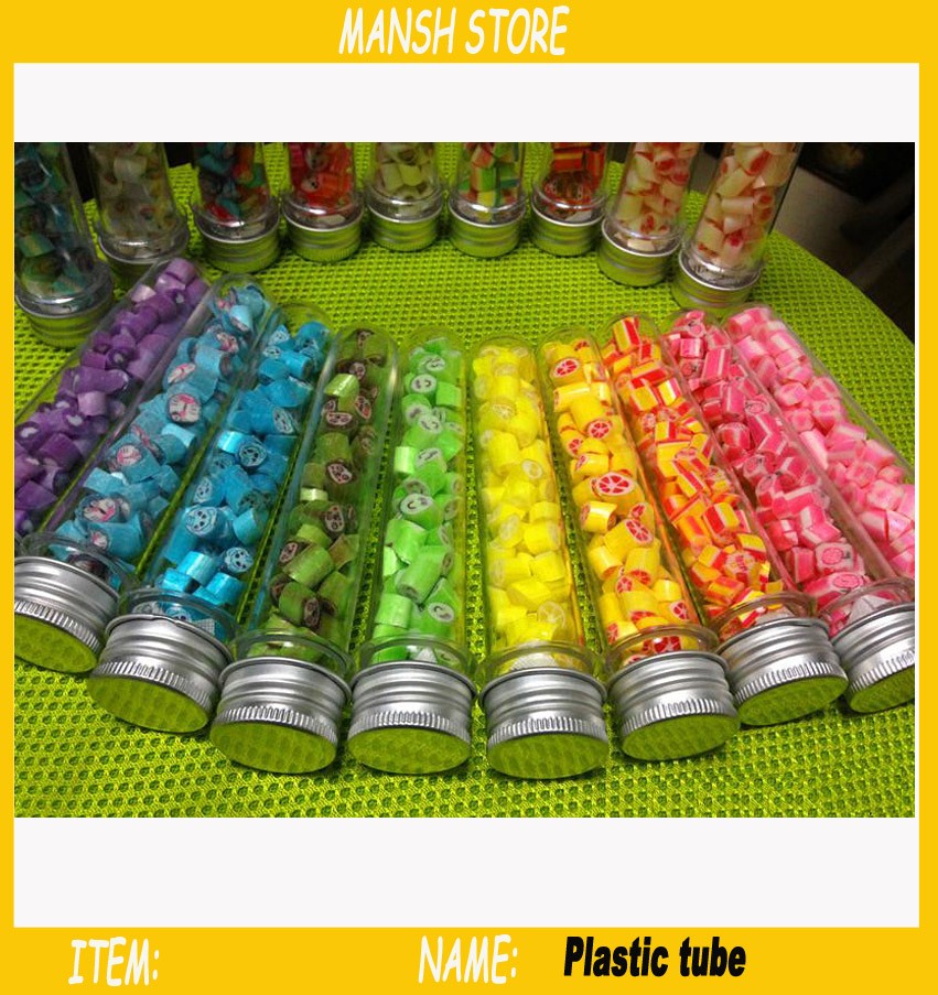 2020 40ml Empty Clear Plastic Tube Bottle Candy Bottle With Aluminum Cap Plastic Candy Container