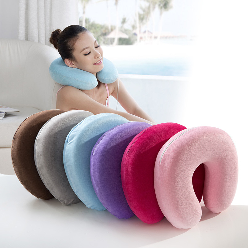 U-Shaped Travel Soft Pillows Memory Foam Pillow Neck Massage Seat Pillow Headrest Car Flight Nursing Cushion Massager Pillows