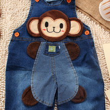 Korean Styling Children Pants Baby Boy s Girl s Autumn Cartoon Monkey Bear Overalls Jeans