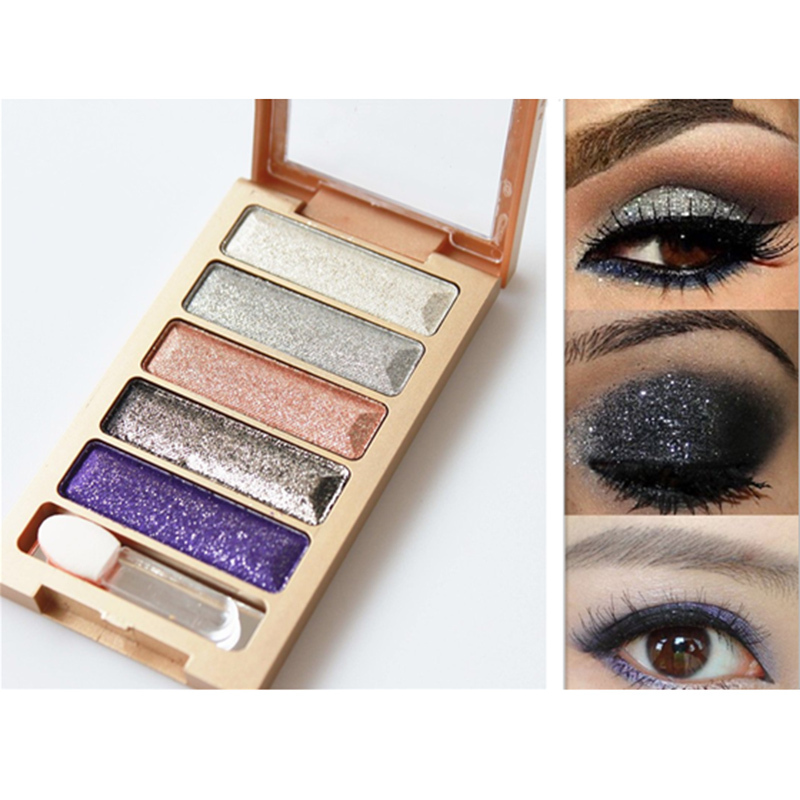 2015 new brand 5 Color Glitter Eyeshadow Makeup Eye Shadow Palette Super Flash Diamond Eyeshadow High