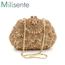 Milisente 2016 New Day Clutches For Lady Wedding Party Women Evening Clutch Purse Gold Handbag LX007