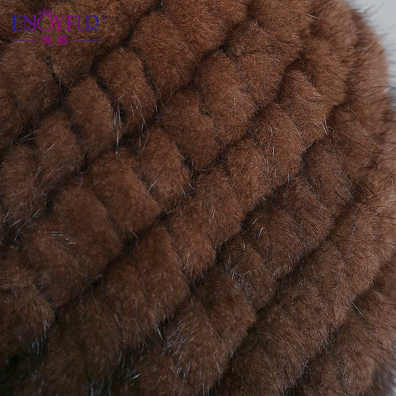 Hot sale real mink fur hat for women winter knitted mink fur beanies cap with fox