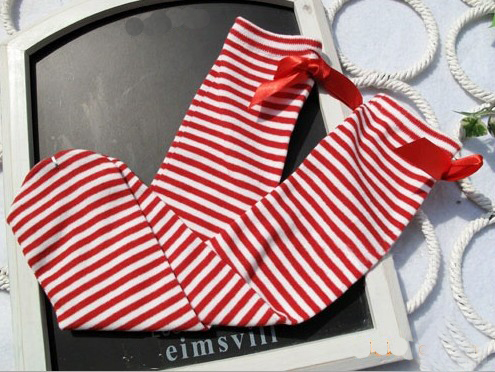 Baby Leg Arm Warmers Bowknot cotton striped socks 1 8 years age children grey