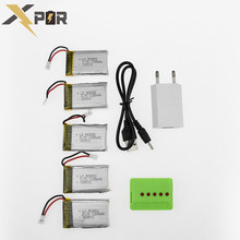 For Syma 5pcs Batteries 3.7v 1200Mah Lipo Battery With 5 in 1 USB Charger Box Plug T Set X5SW X5SC M18 H5P Drone RC Quadcopter