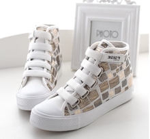 New female canvas shoes sneakers high layer platform Harajuku shoes preppy cotton made casual punk rock