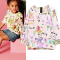 2016 Autumn Girls T shirt Cotton Girls Tops Cartoon Bird Print Long Sleeve Children T shirts