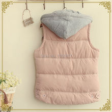Winter Sen female style thick hooded sleeveless vest Solid Fashion Active Casual coat women Jacket Girl