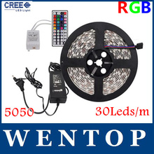 5M SMD 5050 150Leds RGB LED Strips and 44 Key IR Remote Control and 12V 3A Power Supply US/EU/UK/AU Warm white Yellow  30Leds/m