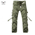 2017 New Men Cargo Pants army green big pockets decoration mens Casual trousers easy wash male