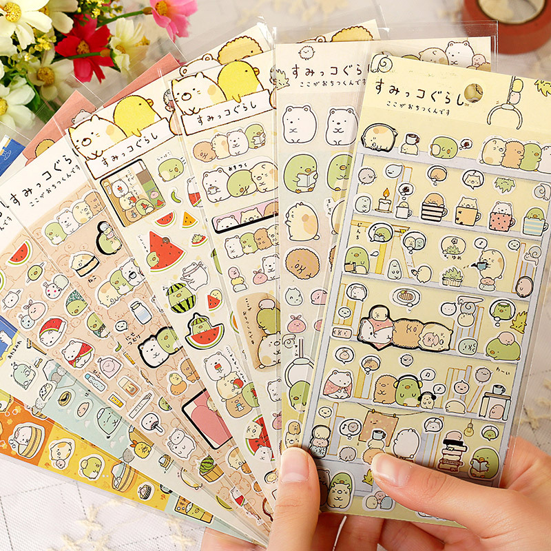 14 Styles 1Sheet Japanese SAN X plane Corner Biology stamping Kawaii decorative stickers Party Decoration Scrapbooking