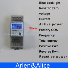 5(65)A 230V 50HZ reset to zero show  voltage current power Single phase Din rail KWH Watt hour din-rail energy meter LCD