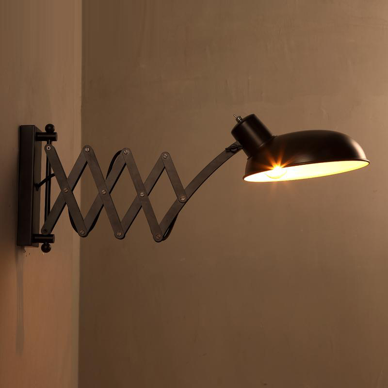 retractable wall sconce Black iron wall lamp Loft Vintage Telescopic Wall sconces extend arm wall light swing arm led sconce