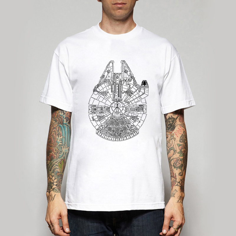 New Summer Star Wars Millennium Falcon T Shirts Men Novelty Cotton Custom Printerd T shirts Man