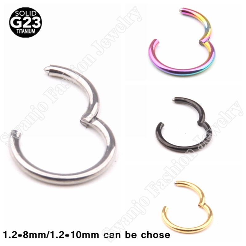 Swanjo 1pc G23 Titanium 16g Hinged Segment Ring Septum Clicker Piercing Nose Earring Tragus Nose 6264