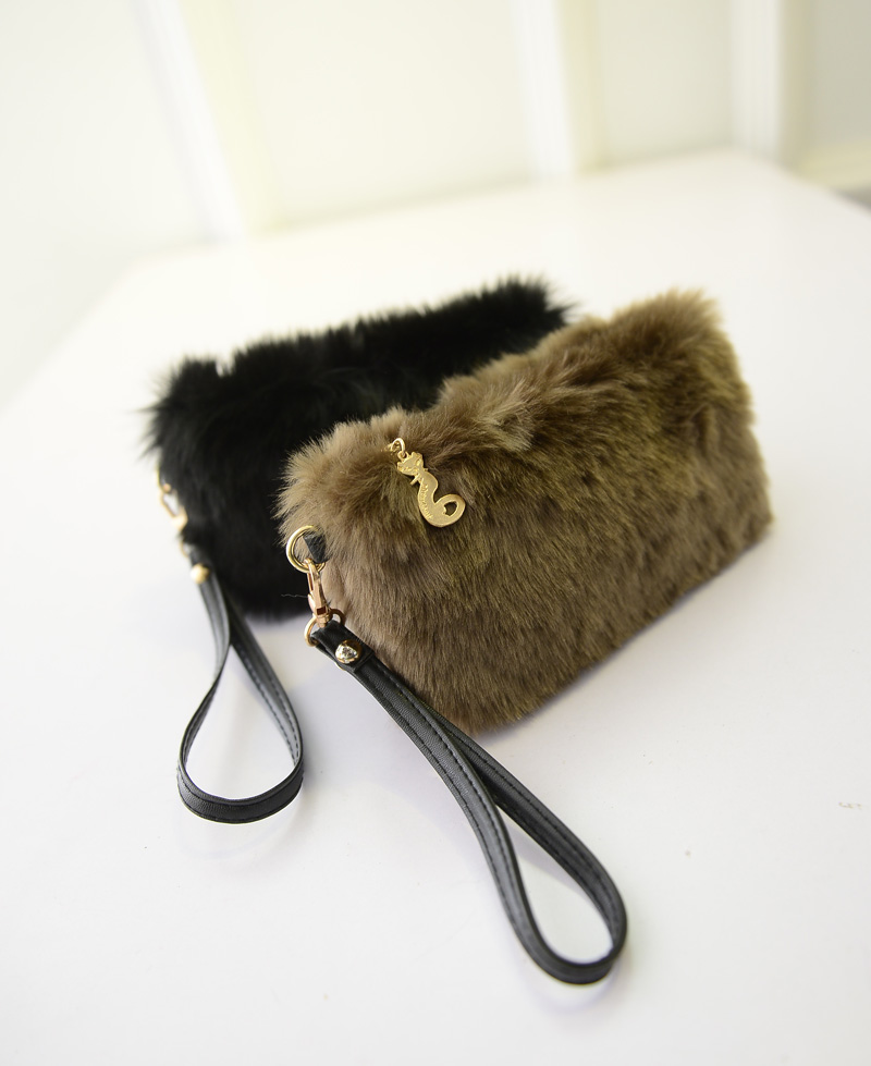 2015 New Women's Fahsion Bag Mini Plush Small Bag Clutch Handbag Clutch Bag Lady Phone Package Change Wallets + Free Shipping