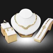Dubai 18K Gold Plated Jewelry Sets Nigerian Wedding African Beads Crystal Bridal Jewellery Set Rhinestone Ethiopian Jewelry