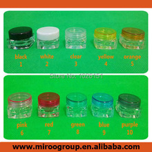 Free Shipping 100pcs 3g plastic cosmetic container cream jar, cosmetic packaging sample jar 3g with colorful lids (10 colors)