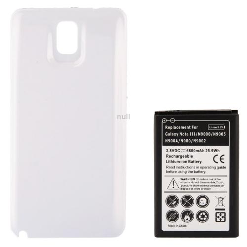 6800mAh Replacement Mobile Phone Battery Cover Back Door for Samsung Galaxy Note III N9000 White 
