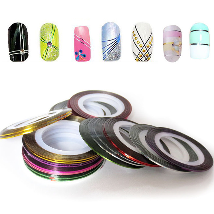 10pcs 2015 New Mixed Color DIY Nails Tips Nail Rolls Striping Line Tape Nail Art Decoration