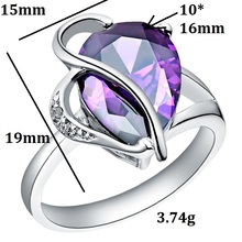 Zirconia Russia 2014 Fashion White Gold Vintage Amethyst Ruby Simulated Diamond Purple Rings anillos para mujer