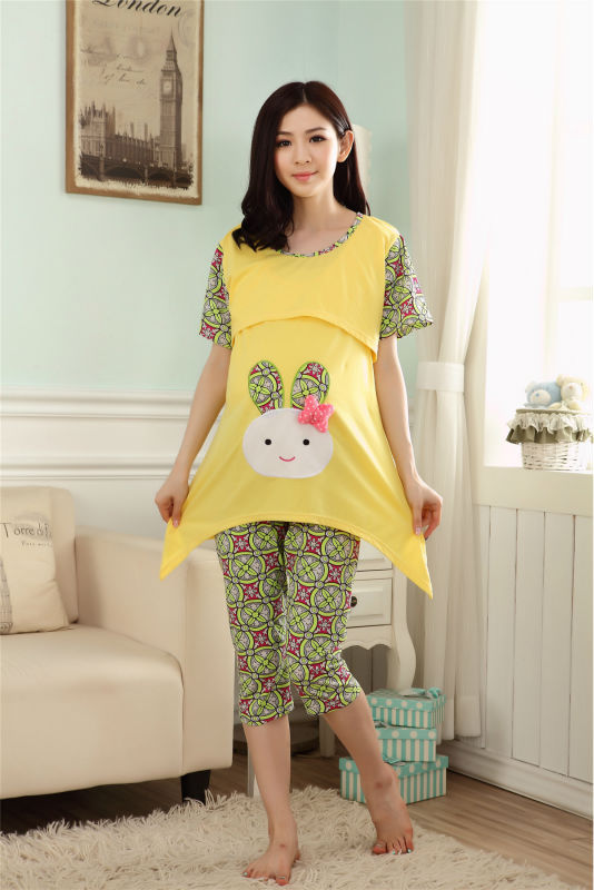 Lovely Rabbit clothes for pregnant women maternity nursing japamas nightwear lactation clothes breastfeeding top for pregnancy 2