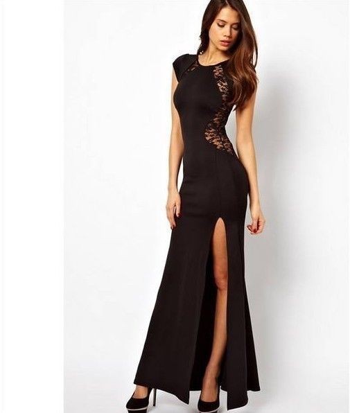 Sexy-2014-Slim-Knitting-Open-Out-Prom-Dress-High-Slit-See-Through-Black-Lace-Ankle-Length (4)