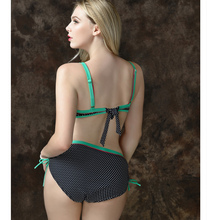 2015 Polka Dot Bikini Set Women Halter Push Up Swimwear Bandage Bandeau Swimsuit Bathing Suit