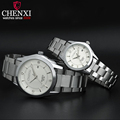 CHENXI Brand Quartz Calendar Steel Stainless Steel Lovers Watch Fashion Romantic Rhinestones Silver Couple Watches Tavolo