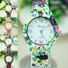 Women s Geneva Floral Print Ceramic Style Analog Quartz Wrist Watch 6L7W