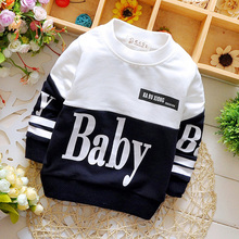 2016 Spring and Autumn baby boys long-sleeved tshirts boys blouse clothes sweater shirts kids clothes cute letter 100% cotton