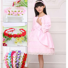 New Style Girls Hair Accessories Lovely Ribbon With Rose Flower HeadBand 8 Colors Choose Children Accessories Hair Band