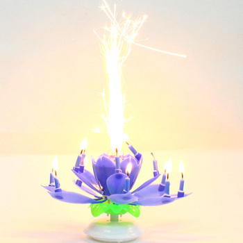 Удивительные романтический фейерверк музыкальный лотоса вращающихся днем на день рождения свеча красочные радуга музыка день рождения свечи