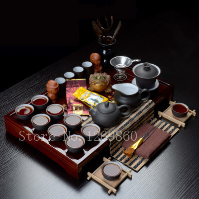 Classic style 36 piece drinkware miniature Chinese Yixing Zisha gaiwan Kung fu tea set ceramic tea