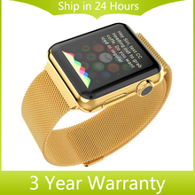 Milanese Loop Watchband Magnetic Stainless Steel Band Link Bracelet Strap w/ Adapter for iWatch Apple Watch 38mm 42mm Black Gold