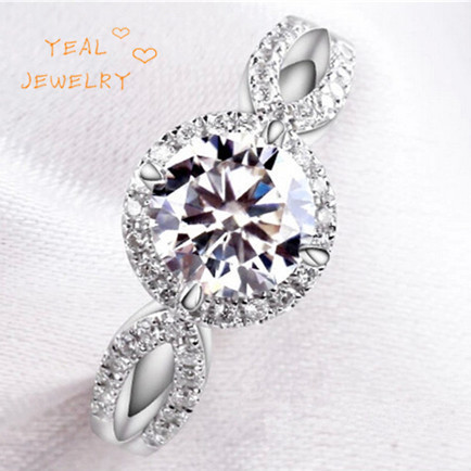 Genuine 925 Sterling Silver Jewelry Big CZ Diamond Ring Wedding Rings For Women Luxury Wholesale Bijoux