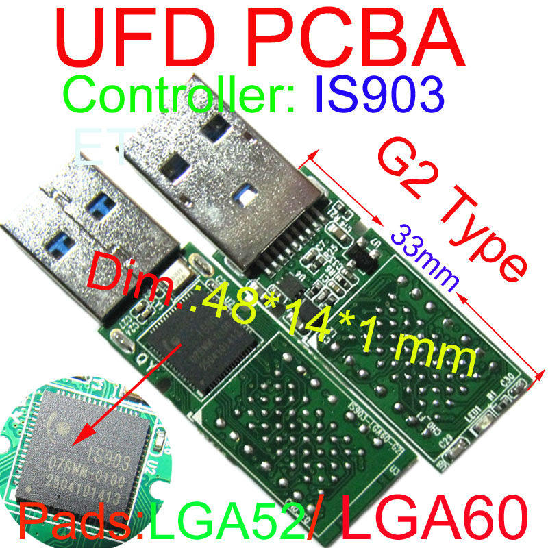 Best Quality & Most Reliable USB FLASH DRIVE PCBA, LGA60/LGA52 Dual Pads, IS903 UFD USB3.0