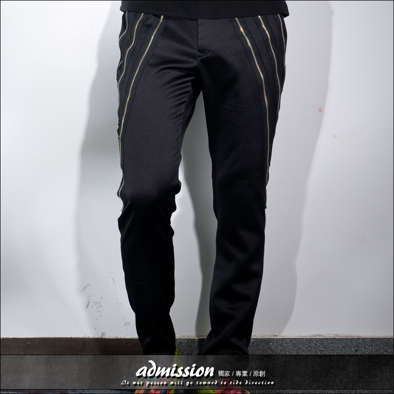 2015 men pants black Male trousers costume harem pants male dj personality zipper trousers male pants ds singer dancer stars