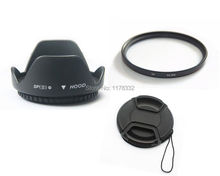 3in1 Camera Lenses Lens Protect UV Filter + Flower Lens Hood + Lens Cap Set fit ALL 55mm Filter Size FOR Canon Camera