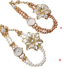 Hot Marketing Hot Sale Luxury Pearl Strap White Flower Bracelet Quartz Wristwatches Women Dress Watches June8