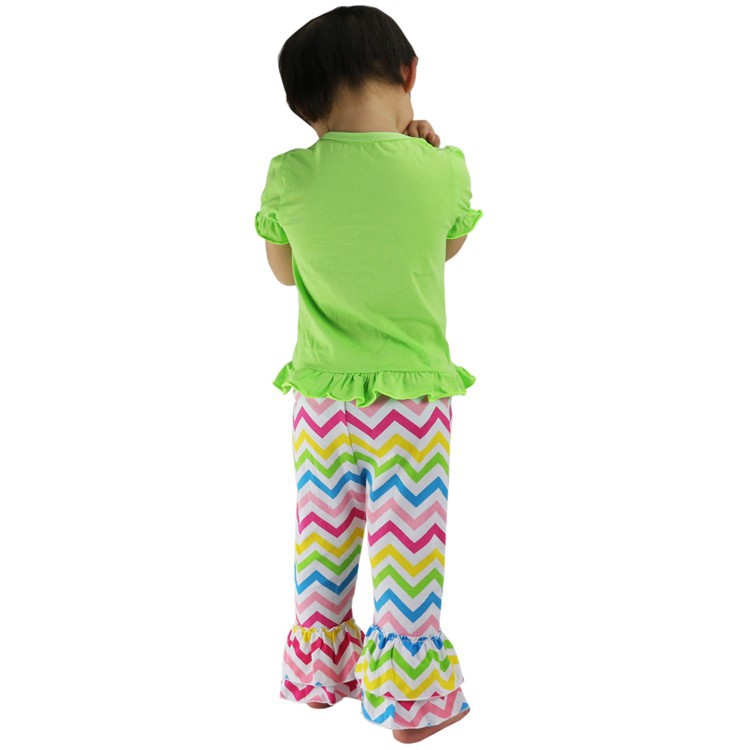 Hot sale Girls Chevron Ruffle Pants Baby Leggings baby trousers wholelsales