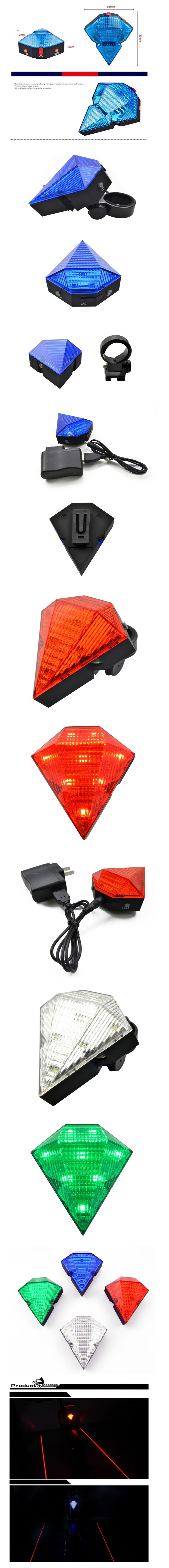 Waterproof Bike 5 LED Rear Tail Light Red Back Safety Warning Flashing Lights hh