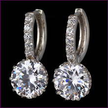 SI High Quality White Gold Plated Round Stone 2 75Carat Cubic Zirconia Stone Hoop channel earrings