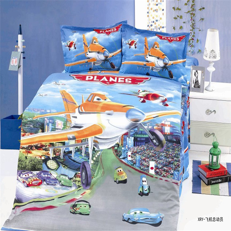 popular anime boys bedding set 2/3pcs twin/single size of duvet cover bed sheet pillow case bed linen set/planes/beans