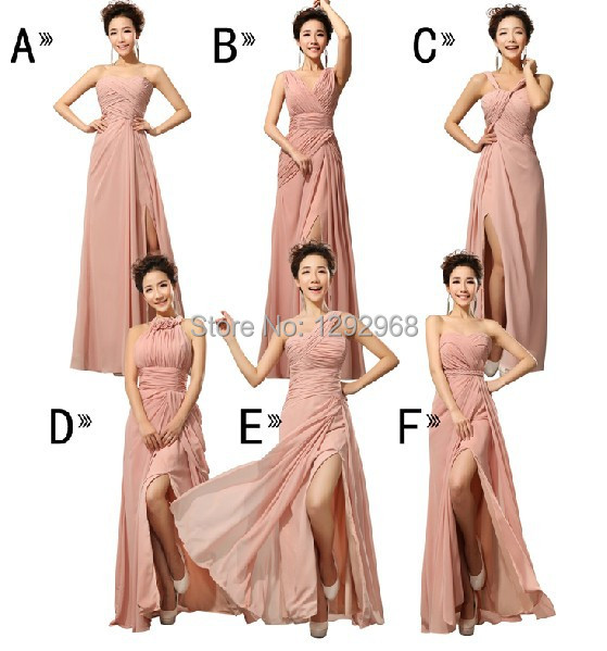 Cheap Custom made Mix style long Split Bridesmaid Dresses colors wedding dress Prom Dress party dress